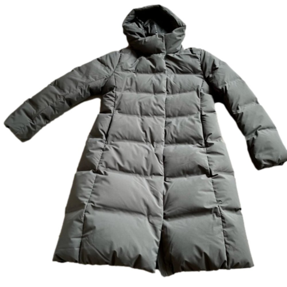 UNIQLO Seamless Down Long Puffer Coat, Khaki Olive Green, Large